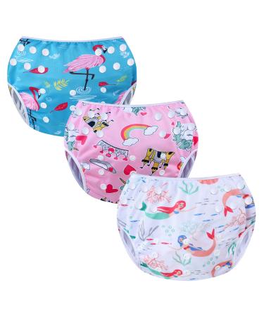 Mixidone reusable swimming diaper adjustable Washable baby swimming trousers Unity size swimming diaper swimming trunks for toddlers from 0 to 3 years of crane+unicorn+mermaid - Buy Online on GoSupps.com