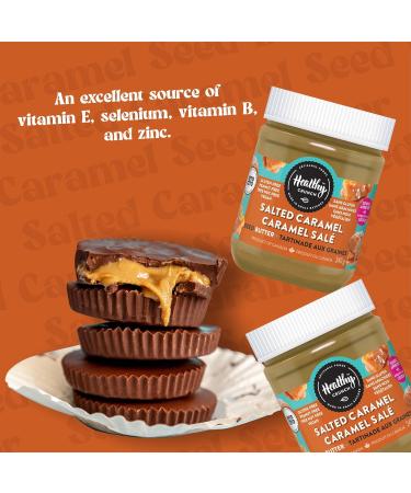 Healthy Crunch Seed Butter - Salted Caramel Flavor 6 Units x 340g - Sunflower Butter Nut Butter Alternative Perfect for Smoothies Snacks Baking - Plant-Based Gluten-Free Non-GMO Vegan-Friendly - Buy Online on GoSupps.com