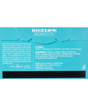 Bigelow Radiate Beauty Blueberry Aloe Herbal Tea - Caffeine Free, 18 Count (Pack of 6) - 108 Total Bags - Buy Online on GoSupps.com