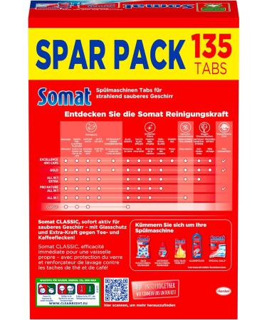 Somat Classic Dishwasher Tabs - 270 Count | Extra Power & Glass Protection | Daily Dish Cleaning | International Shipping - Buy Online on GoSupps.com