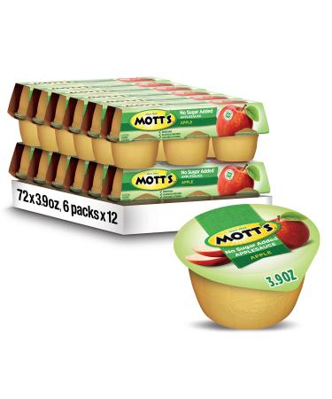 Mott's Unsweetened Applesauce 3.9 oz cups 6 count (Pack of 12) Apple 3.9 Ounce (Pack of 12)