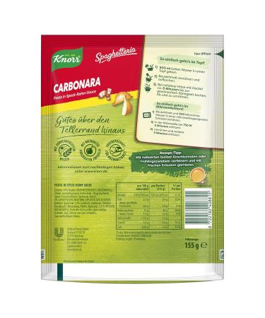 Knorr Spaghetteria Pasta Ready Meal Carbonara - Delicious 155g Pasta Dish | 9 Pieces | International Shipping - Buy Online on GoSupps.com