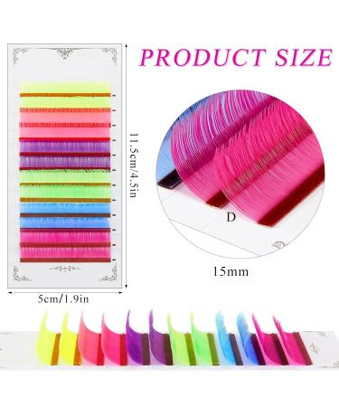 Neon Color Eyelash Extensions - 0.07mm D Curl 15mm Glow in the Dark Volume Lashes for Halloween & Christmas Parties - Buy Online on GoSupps.com