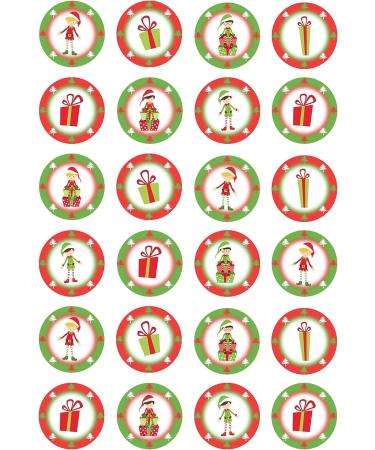 24 edible PRE CUT Christmas elf framed kids childrens party decoration cupcake toppers on wafer rice paper multi - Buy Online on GoSupps.com