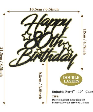 Sotpot Black Gold Glitter 80th Birthday Cake Topper Double Layers 80th Cake Topper for Woman Man 80th Birthday Party Cake Decoration Supplies - Buy Online on GoSupps.com