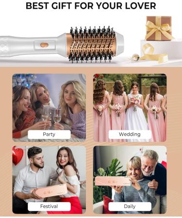 4-in-1 Hot Air Hair Dryer Brush - Negative Ion Styler for Drying, Straightening, Volumizing - Lightweight One-Step Hairdryer & Volumizer - White - Buy Online on GoSupps.com
