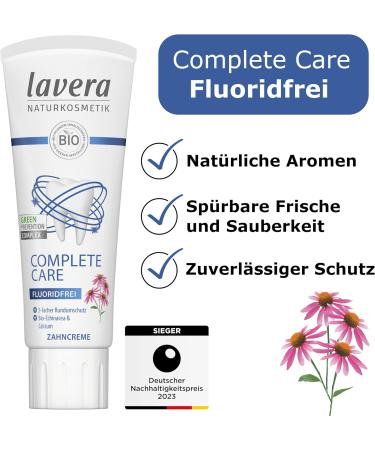Lavera Complete Care Toothpaste - Fluoride-Free Vegan & Organic - Echinacea & Calcium - 75ml - Certified Natural Dental Care - Buy Online on GoSupps.com