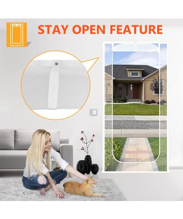 SHRRL Upgraded Pet Screen Door 38''x 83'' - Cat Resistant Mesh Screen for Living Room, Bedroom, Kitchen, Patio - Scratch Proof with Zipper Closure - Buy Online on GoSupps.com