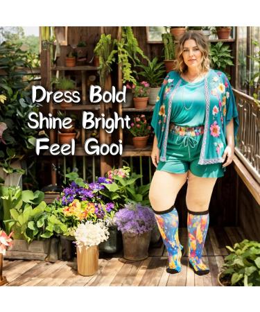 Gooi Extra Wide Diabetic Socks for Women | Colorful Slouchy Plus Size 13-15 | Thermal Leg Warmers for Swollen Feet & Edema - Big & Tall Comfort - Buy Online on GoSupps.com