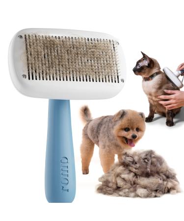 Pet Slicker Brush - Dog & Cat Brush for Shedding & Grooming - Self-Cleaning Undercoat Dematting & Detangling Brushes for Long & Short Haired Pets (Cotton Blue)