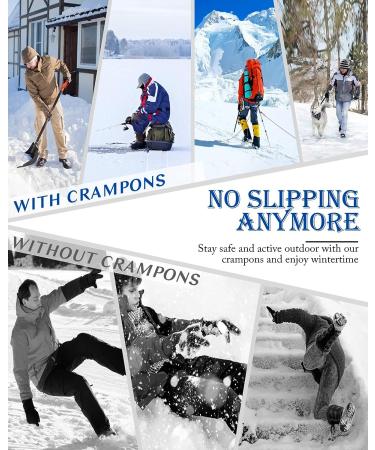 Roohiseng Ice Cleats Crampons - 24 Stainless Steel Spikes - Anti-Slip Traction for Boots & Shoes - Ideal for Hiking, Fishing, Walking, Climbing - Men & Women - Large Size - Buy Online on GoSupps.com