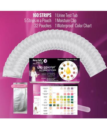 Nurse Hatty 10 Parameter Urine Test Strips - 160ct. Kit for Leukocytes, Nitrites, Protein, pH, Ketone, Bilirubin, Calcium & More | Test Tube Moisture Clip, Waterproof Chart Included - Buy Online on GoSupps.com