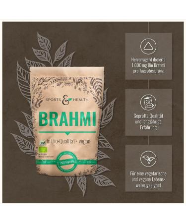 Organic Brahmi Capsules - 200 Vegan Capsules | 1000mg Bacopa Monnieri - Pure Organic Quality & Natural Ingredients - No Additives - Buy Online on GoSupps.com