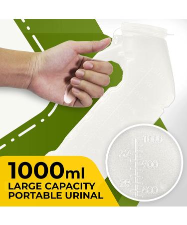 BodyHealt Portable Urinal for Men - Deluxe Male Urinal with Spill-Proof Lid | 32oz/1000ml Capacity | Ideal for Elderly, Travel, Camping | Thick Plastic Urine Cup - Buy Online on GoSupps.com