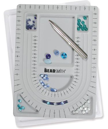 Grey Flocked Bead Board by The Beadsmith | 3 U-Shaped Channels, 6 Compartments | 9.75 x 13.25 inches | Design Board for Jewelry Making - Buy Online on GoSupps.com