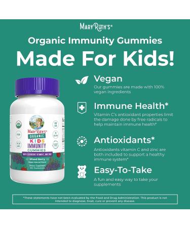 MaryRuth's Kids Immune Support Gummies - USDA Organic Vitamin C, Zinc & Elderberry - Vegan & Gluten-Free - 60 Count - Buy Online on GoSupps.com