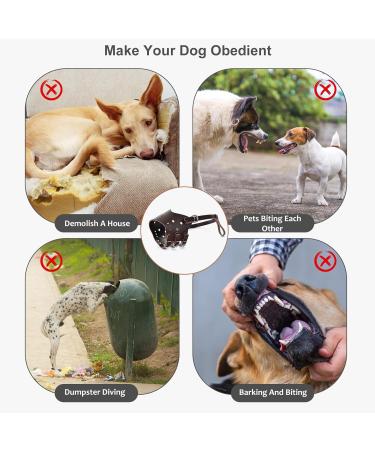 PETCUTE Anti-Bite Leather Dog Muzzle - Adjustable & Soft XL Brown Muzzle for Biting, Barking, and Chewing Prevention - Buy Online on GoSupps.com