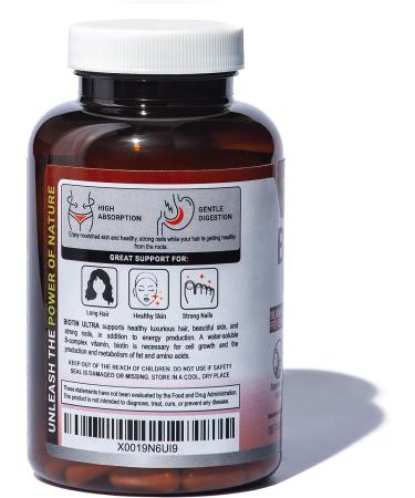 Biotin Ultra - Pastillas con Biotina para Cabello y Barba - Fortalece Pelo, Piel y U as - 120 Tabletas - Buy Online on GoSupps.com