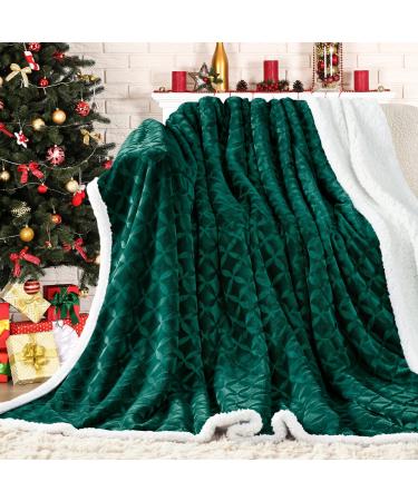 inhand Sherpa Throw Blanket Soft Christmas Throw Blanket Green Warm Blankets and Throws Cozy Fluffy Reversible Flannel Fleece Blanket for Couch Sofa Bed Lap Large Plush Fuzzy Brushed Blanket(50 x60 ) Dark Green 50"X60"