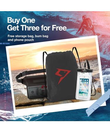 Piscifun LT 20L Waterproof Dry Bag Backpack with Waist Pouch & Phone Case - Lightweight and Durable for Kayaking, Camping, Beach, Boating & Swimming - Buy Online on GoSupps.com