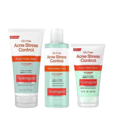 Neutrogena Oil-Free Acne Stress Control Power-Cream Face Wash | Daily Acne Treatment Cleanser with 2% Salicylic Acid | Soothing Formula for Acne-Prone Skin | 6 fl. oz - Buy Online on GoSupps.com
