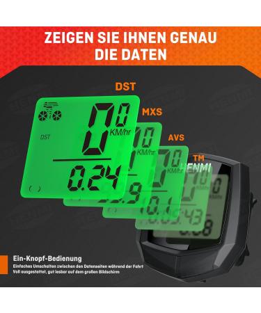 Henmi Wireless Bicycle Computer - 24 Functions IP54 Waterproof HD LCD Backlight Tachometer & Kilometer Meter - Buy Online on GoSupps.com