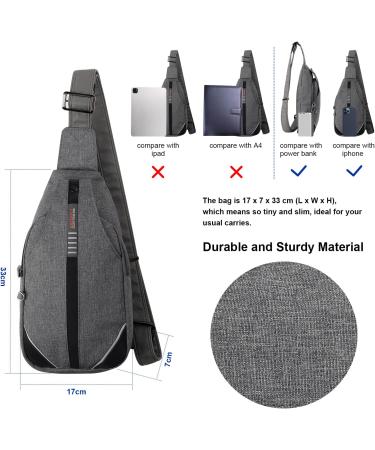WATERFLY Anti-Theft Sling Bag for Men & Women - Multipurpose Gray Chest Bag Hippie Crossbody Daypack - Buy Online on GoSupps.com