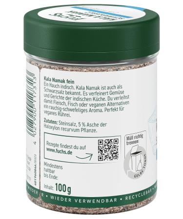 Fuchs Kala Namak Black Salt - Vegan Scrambled Eggs Seasoning - Natural Ingredients - 100g in Reusable Can - Buy Online on GoSupps.com
