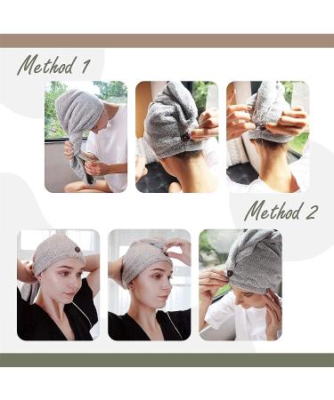 myHomeBody Luxury Anti-Frizz Hair Towel Wrap | Rapid-Dry Turban with Charcoal Fiber | Ultra Soft & Absorbent | Coconut Shell Button | Grey - Buy Online on GoSupps.com