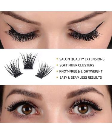 Cluster Lashes Natural Individual Eyelash Extensions Kit | 48 Pieces Faux Mink DIY Eyelashes with Glue and Tweezer | 0.07 C 10mm | False Lashes Ribbons Cluster - Buy Online on GoSupps.com