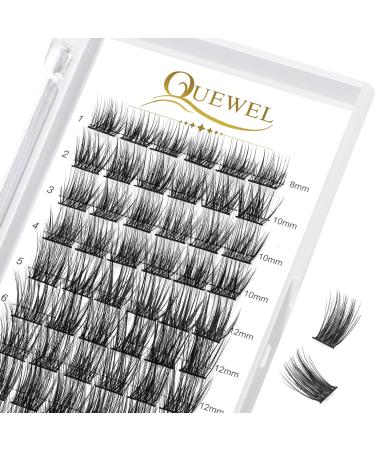 QueWel cluster lashes 72 pieces DIY cluster eyelash extension soft individual eyelashes d Curl eyelash cluster Mix8 16 mm length light for personal make-up use at home (qu08-d-mix8-16) 1 piece (1 Pack) Qu08-D-Mix 8-16mm