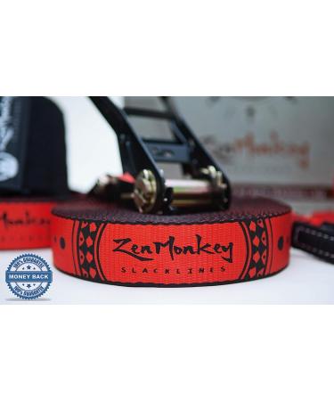 ZenMonkey Slackline Kit with Overhead Training Line, Arm Trainer, Tree Protectors, Carry Bag & Instructions - 60ft - Easy Setup for Family, Kids & Adults - Buy Online on GoSupps.com