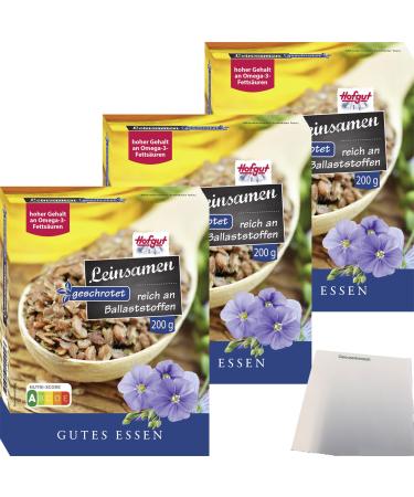usy Hofgut Lot de 3 paquets de graines de lin concass es (3 x 200 g) + bloc usy
