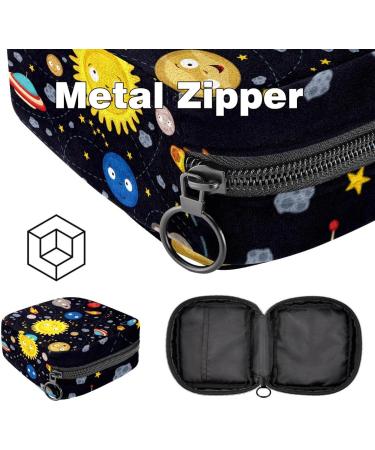 Space Stars Planets Galaxy Rockets Zipper Pocket for Menstrual Cups & Sanitary Napkins - Portable Storage Bag for Teenagers & Women - Buy Online on GoSupps.com