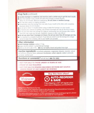 Buy Walgreens Nicotine Lozenge 4mg Cinnamon - 72 ea | Fast-Acting Quit Smoking Aid - Buy Online on GoSupps.com