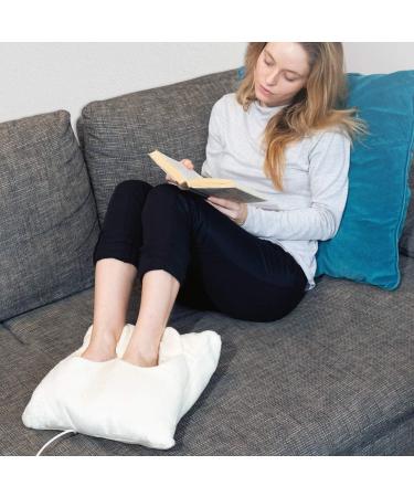 Navaris 2in1 Electric Heating Cushion & Foot Warmer - Washable 38x38cm 2 Heat Levels 45W - Cream Heat Pillow for Back Neck Shoulder & Feet - Buy Online on GoSupps.com