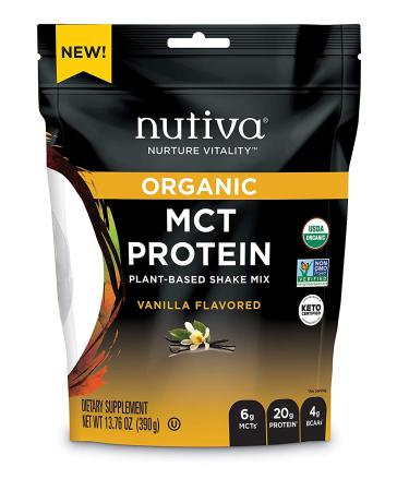 Nutiva Organic MCT Protein Shake Mix Vanilla - Plant-Based, 13.76 oz (390 g) - Buy Online on GoSupps.com