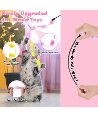 Cobee Katzenschnur Toy - 3-Pack Interactive Cat Teaser Wands with Colorful Plush Balls | Perfect Indoor Cat Toys - Buy Online on GoSupps.com