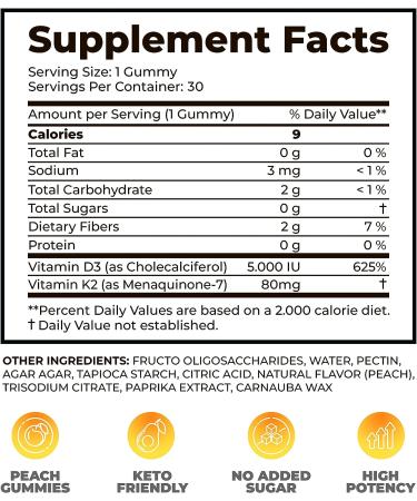 Dr. Moritz Vitamin D3 K2 Gummies 5000 IU - Sugar-Free Immune Support Supplement for Healthy Bones - Vegan & Gluten-Free Chewable Gummies for Adults & Kids - Buy Online on GoSupps.com