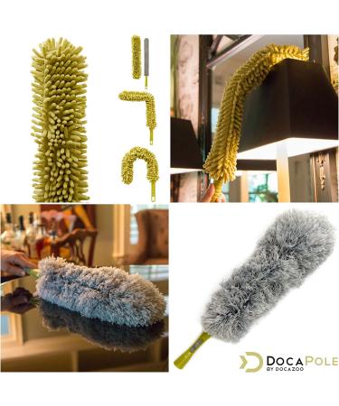 DocaPole 20-Foot Dusting Kit with 5-12 Ft Extension Pole - 4 Piece Set for High-Reach Cleaning - Includes 3 Duster Attachments for Cobwebs, Ceiling Fans, and More - Buy Online on GoSupps.com