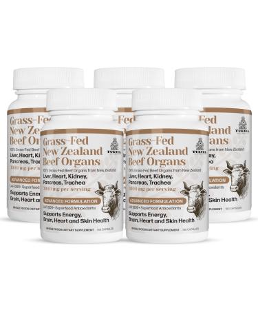 TURNER New Zealand 100% Live-Grass-Fed Beef Organs Complex Supports Whole Body Wellness and Energy with a Powerful Blend of Liver Heart Kidney Pancreas & Trachea Non-GMO 3000mg 900 Capsules