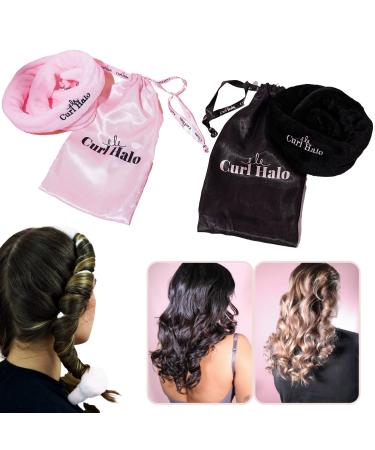 Curl Halo Heatless Curls | The Ultimate Heatless Curler For All Hair Types | Microfiber Heatless Curler | Wired Overnight Curler for Secure Hold (Pink)