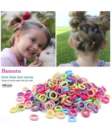 100 PCS Cotton Hair Ties - Elastic Mini Hair Bands for Baby Kids Girls - Seamless Soft Ponytail Holder Hair Accessories - Multicolored - Buy Online on GoSupps.com