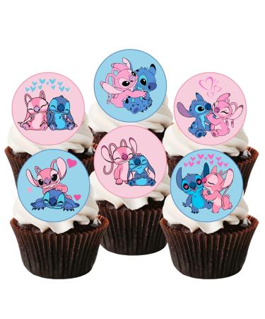 Stitch And Angel Cupcake Toppers (PRECUT Optional) Edible Stitch Cake Topper Stitch Birthday Decorations Lilo And Stitch Cake Topper Stitch Cake Decorations (PRECUT 12) 12 PRECUT