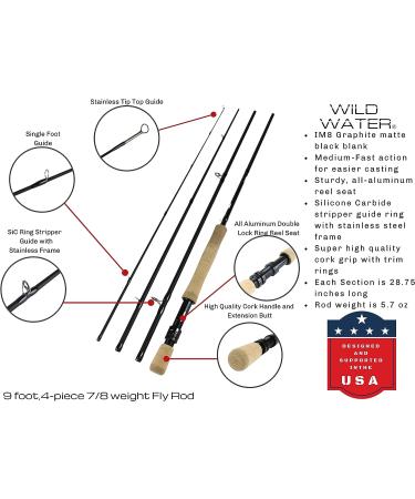 Wild Water Fly Fishing 9ft 4-Piece 7/8 Weight Rod & Reel Combo Starter Package with Flies - Buy Online on GoSupps.com