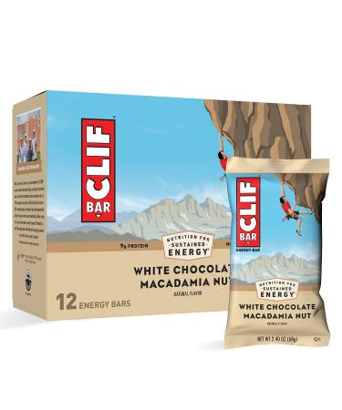CLIF BARS - Energy Bars - White Chocolate Macadamia Nut Flavor - Made with Organic Oats - Plant Based Food - Vegetarian - Kosher (2.4 Ounce Protein Bars, 12 Count) Packaging May Vary 12 Count (Pack of 1)
