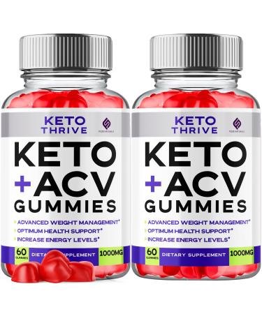 (2 Pack) Keto Thrive ACV Gummies Keto Thrive Keto+ ACV Gummies Apple Cider Vinegar 1000MG Advanced Formula Vitamin Supplement Keto Thrive Gummies Ketosis Support Folic Acid Vitamin B12 (120 Gummies)