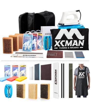XCMAN Complete Ski Snowboard Tuning and Waxing Kit with Waxing Iron Ski Training Wax Edge Tuner Ptex Ski Waxing Brush Waxing Scraper