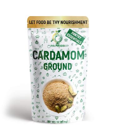 Iya Foods Cardamom Seed Ground, Cardamom Powder is ground fresh from the seeds inside of a cardamom pod. Pure, fresh and aromatic, 3 oz Pack