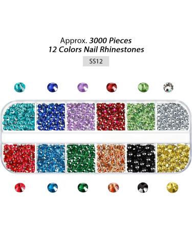 9000-Piece Nail Art Rhinestones Set - Colorful Crystal Gems with Picker & Tweezers | Mixed Sizes for Nail Design - Buy Online on GoSupps.com